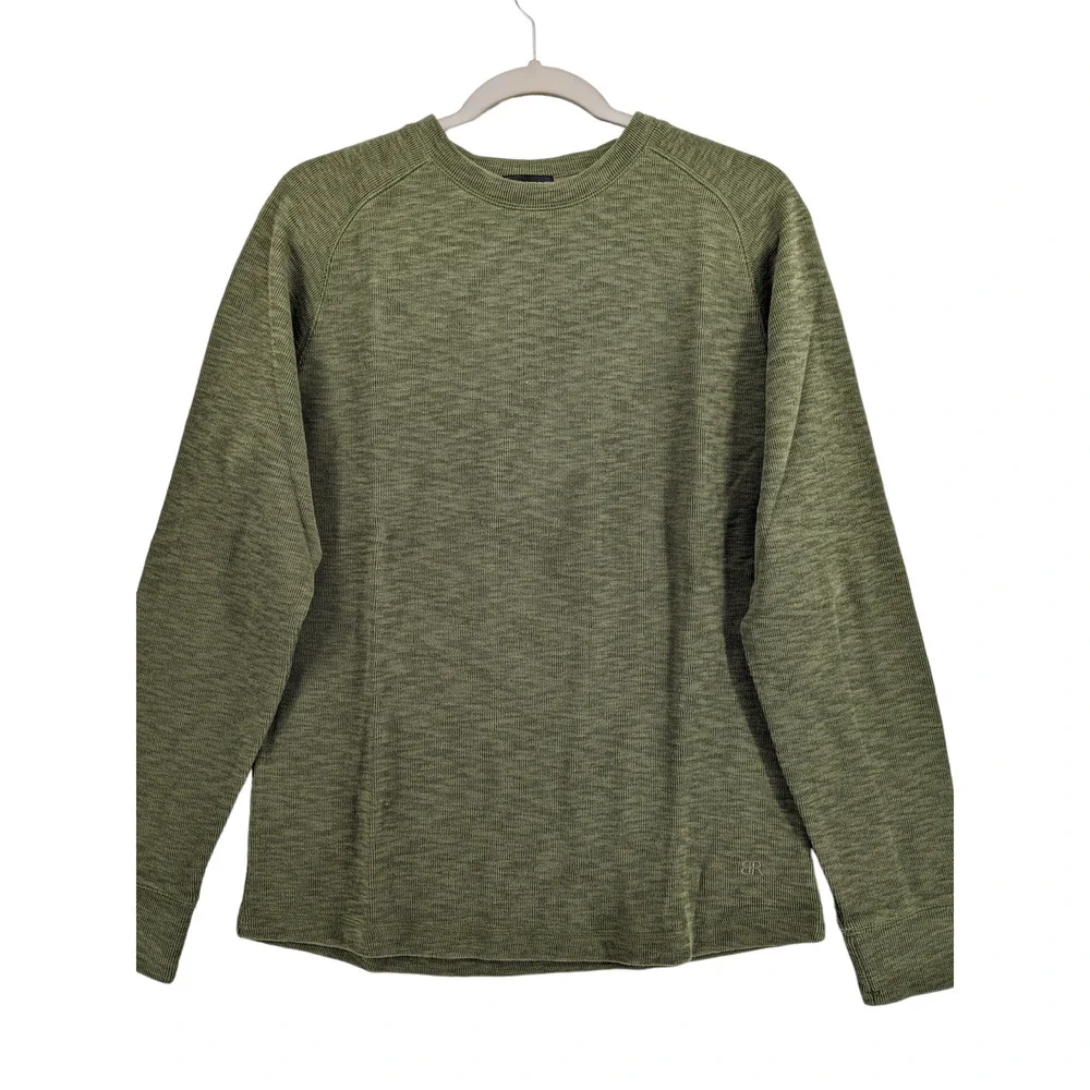 Banana Republic Double Knit Shirt S Olive Green Crewneck Long‎ Sleeves Layering
